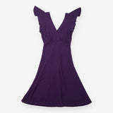 Maternity Dress Purple V Neck Flutter Sleeve Empir