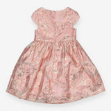 Dress Short Sleeve Pink with Gold Lined Flowers