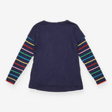 Maternity & Nursing top in navy with striped sleev