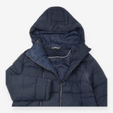 Padded Maternity Longline Hooded Coat in Navy
