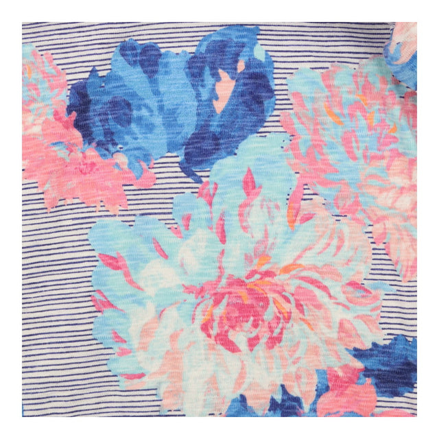 Hoodie Blue Strip Pullover with Flowers