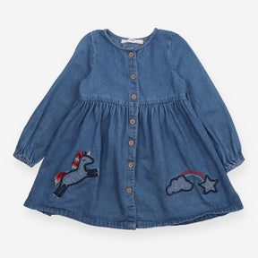 Dress Denim Yoke Unicorn and Rainbow