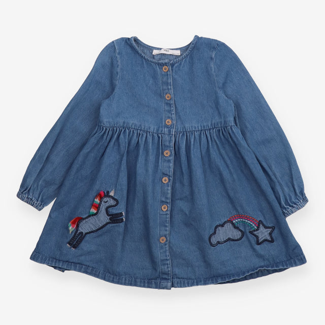 Dress Denim Yoke Unicorn and Rainbow