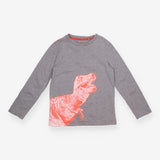 Neon t-rex t-shirt long sleeve grey