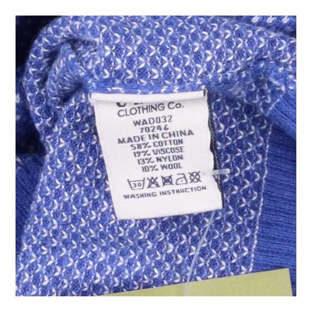 Blue and White Textured Wool-Blend Jumper