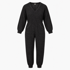 Charcoal Long Sleeve Jersey Tapered Leg Jumpsuit