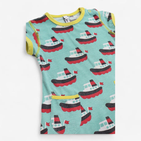 Dress Jersey Short Sleeve Blue with Tug Boats