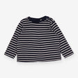 Tee long Sleeve Navy and White Buttons on Shoulder