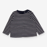 Tee long Sleeve Navy and White Buttons on Shoulder