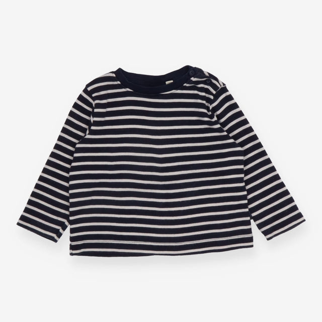 Tee long Sleeve Navy and White Buttons on Shoulder