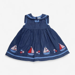 Dress Blue Denim with Sail Boats 