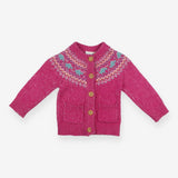 Pink knit cardigan Dino fairisle