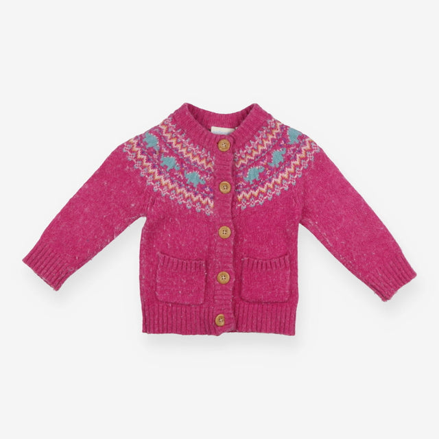 Pink knit cardigan Dino fairisle