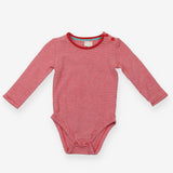 Bodysuit LS red stripe buttons