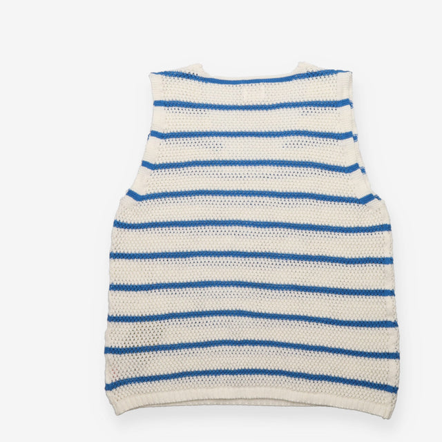 Organic Cotton Blue Stripe Open-Knit Tank Top