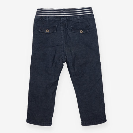 Navy Trousers Striped Waistband