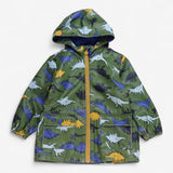 Fisher mans rain coat green with dinosaurs