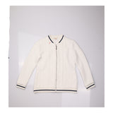 Cream Cable Textured Zip Up Bomber Sweatshirt with