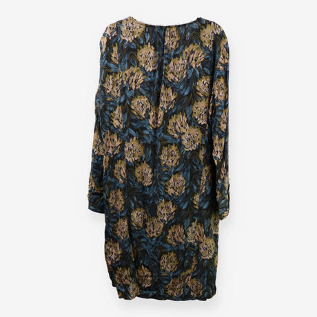 Midi Dress Patterned Long Sleeve with Cowl Neck
