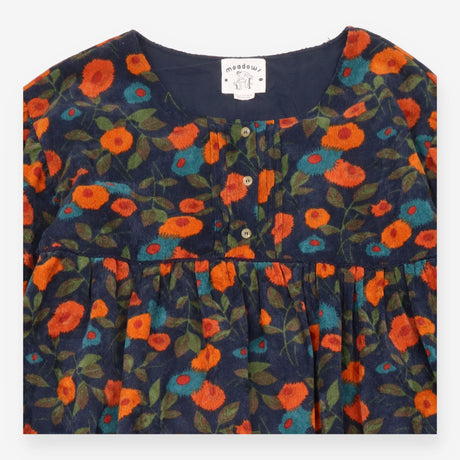 Dress Navy Floral Long Sleeve Smock Midi