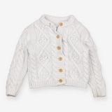 Cardigan Chunky Knit White with Brown Buttons