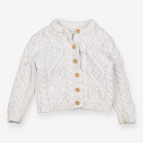 Cardigan Chunky Knit White with Brown Buttons