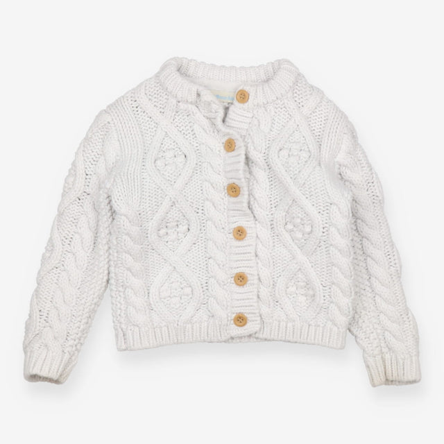 Cardigan Chunky Knit White with Brown Buttons