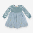 Dress blue velour net skirt gold stars wings 