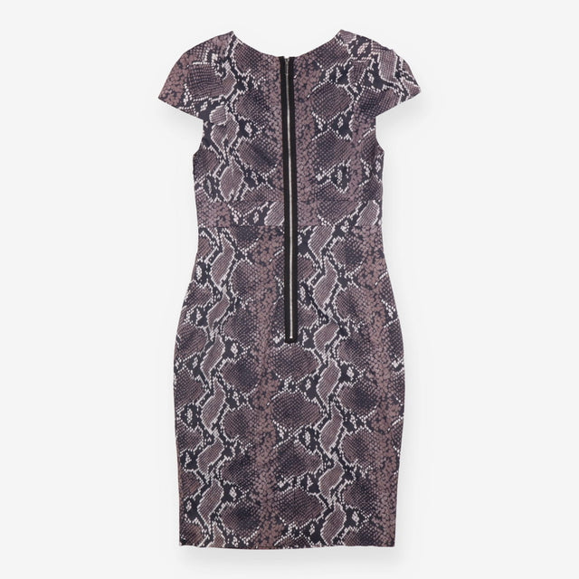 Pencil Dress Snake Print Short Sleeve Draped