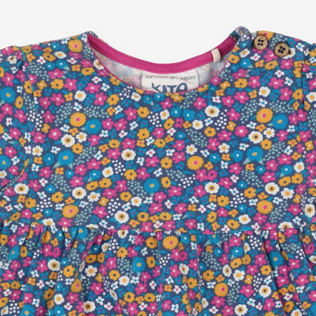 Dress Long Sleeved Navy Pink, Blue and Yellow Flor