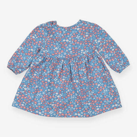 Dress jersey LS blue floral toadstools