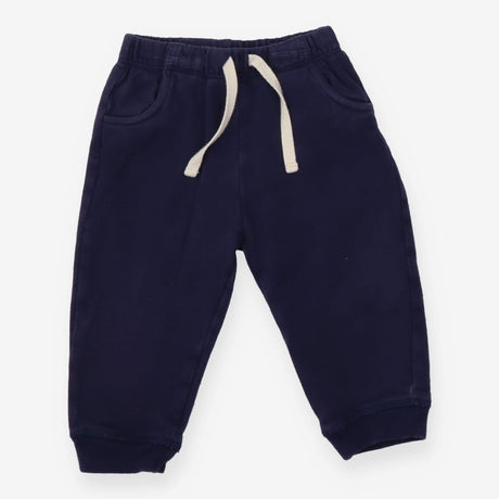 Navy joggers with white drawstring