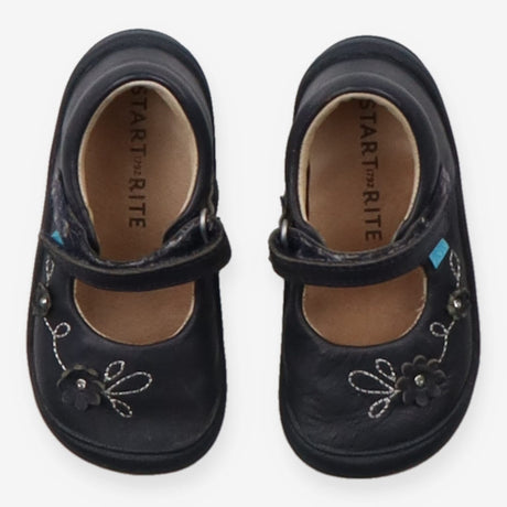 Shoes Velcro Navy Blue with Flowers