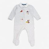 Sleepsuit Collared Grey Stripe with Festive Appliq