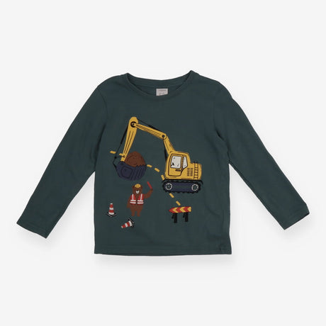 T-Shirt Long Sleeve Green Construction Bear Digger