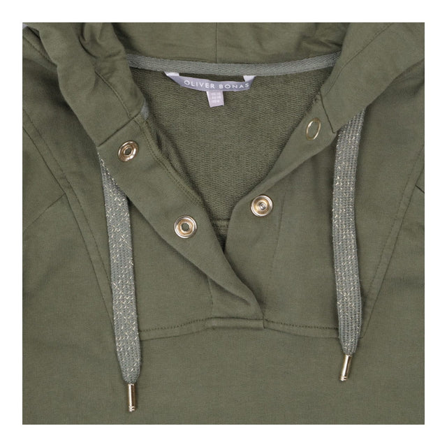 Khaki Green V neck Hoodie