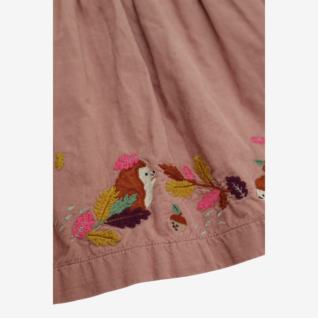 Dress Cord Pink with Hedgehog Applique