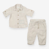 Shirt and Trouser Outfit Beige Linen