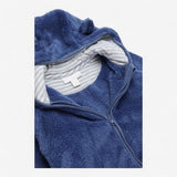 Fleece Pramsuit Blue with Striped Lining