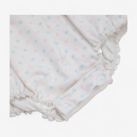 Shortie Romper White Blue & Pink Spots