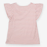 T-shirt frill sleeve pink stripe