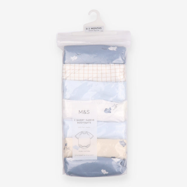 Bodysuits Short Sleeve Blue Aeroplanes 7-Pack