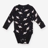 Baby Bodysuit Black Bat Print Lon