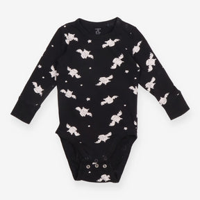 Baby Bodysuit Black Bat Print Lon