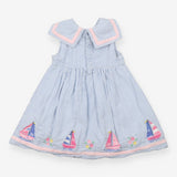 Dress Jersey Blue Stripe and Pink Sail Boat Woven 
