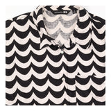 Shirt Dress Short Sleeve Wave Print Black White