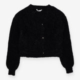 Black knitted sparkle cardigan heart buttons