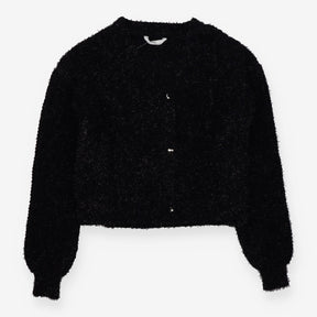 Black knitted sparkle cardigan heart buttons