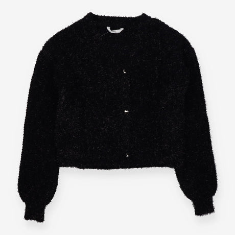 Black knitted sparkle cardigan heart buttons