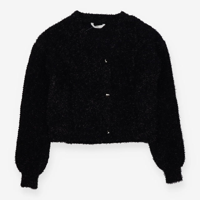 Black knitted sparkle cardigan heart buttons